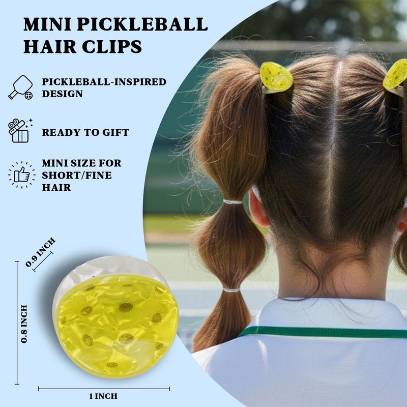 DWATAN Pickleball Gifts for Women, 2-Pack Cute Tiny Pickleball Hair Clips, Yellow-Green with Black Dots (1") - Game Day Accessories for Pickleball Lovers, Girls & Teens - Image 3